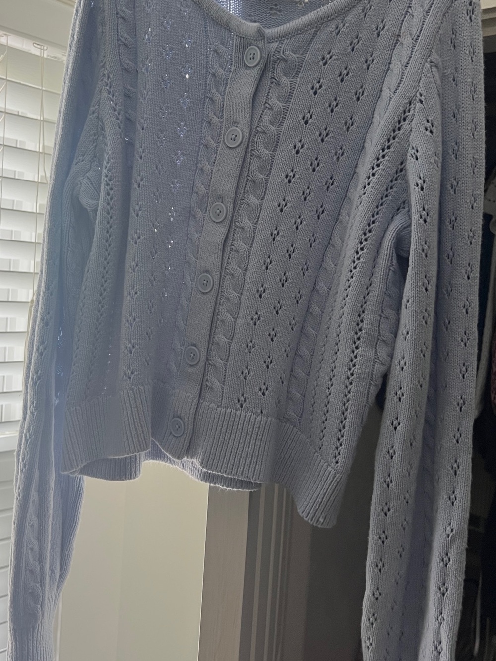 abercrombie kids Light Blue Openwork Cable-Knit Cardigan